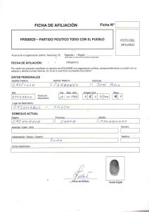 FICHA DE AFILICACIÓN DEL EXPRESIDENTE PEDRO CASTILLO TERRONES